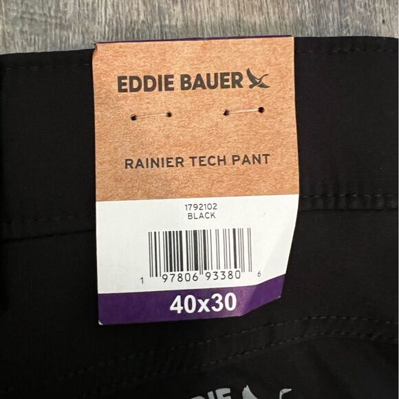 NWT Eddie Bauer Ranier Tech Pants Pockets StretchWater Repellant Black Sz 40x30 - Picture 4 of 10